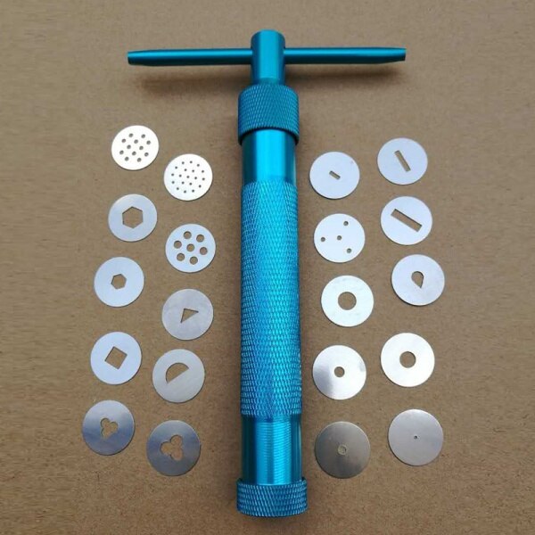 Pasta Extruder Craft Tips Craft Fondant Cake Sculptuur Polymeer Klei Gereedschap Cool Rvs Suiker: Sky Blue