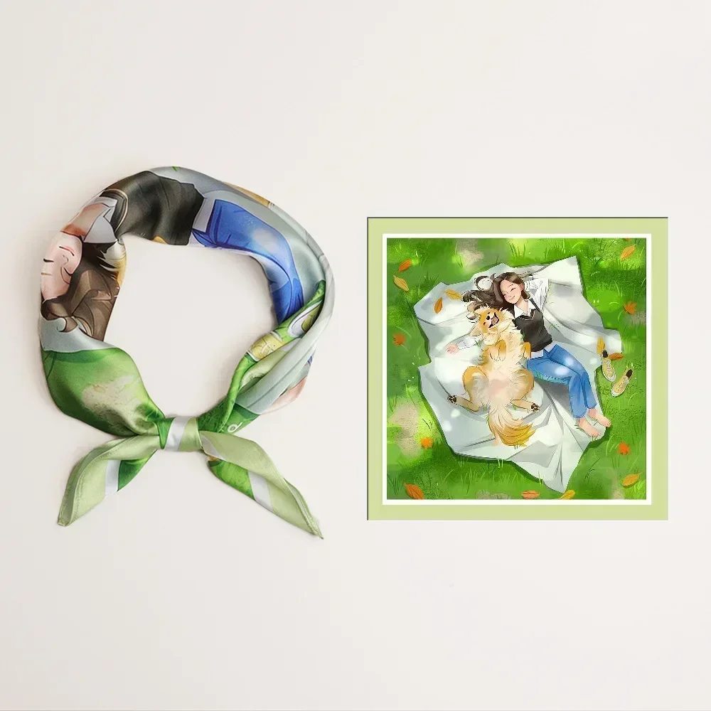 Sciarpe di seta estive per donna Bellissimo modello Foulard al tatto liscio Sciarpa di seta con protezione solare estiva: Kaki scuro