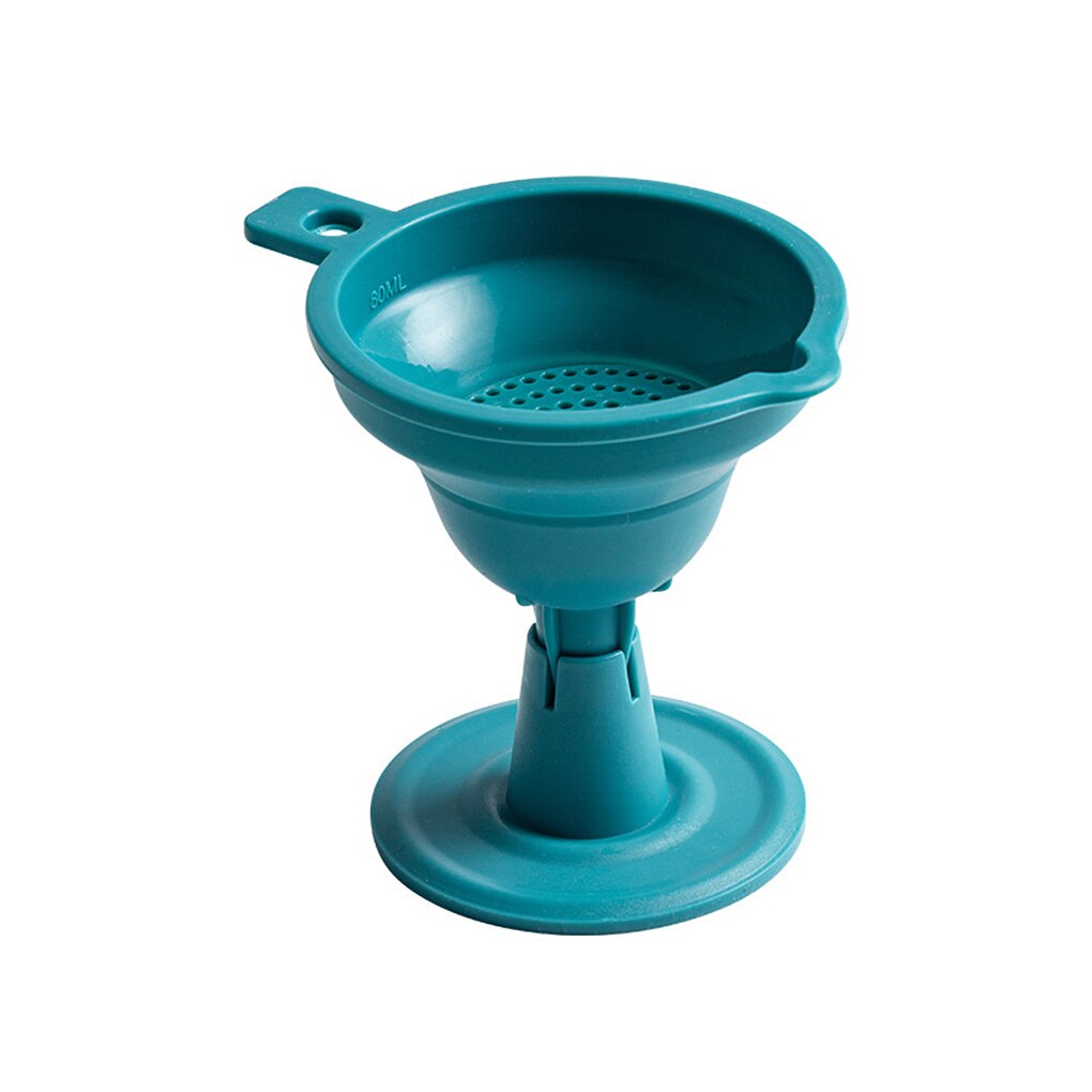 1Pcs Mini Opvouwbare Trechter Silicone Inklapbare Trechter Opvouwbare Draagbare Trechters Worden Opgehangen Huishoudelijke Vloeibare Doseren Keuken Gereedschap: Blue