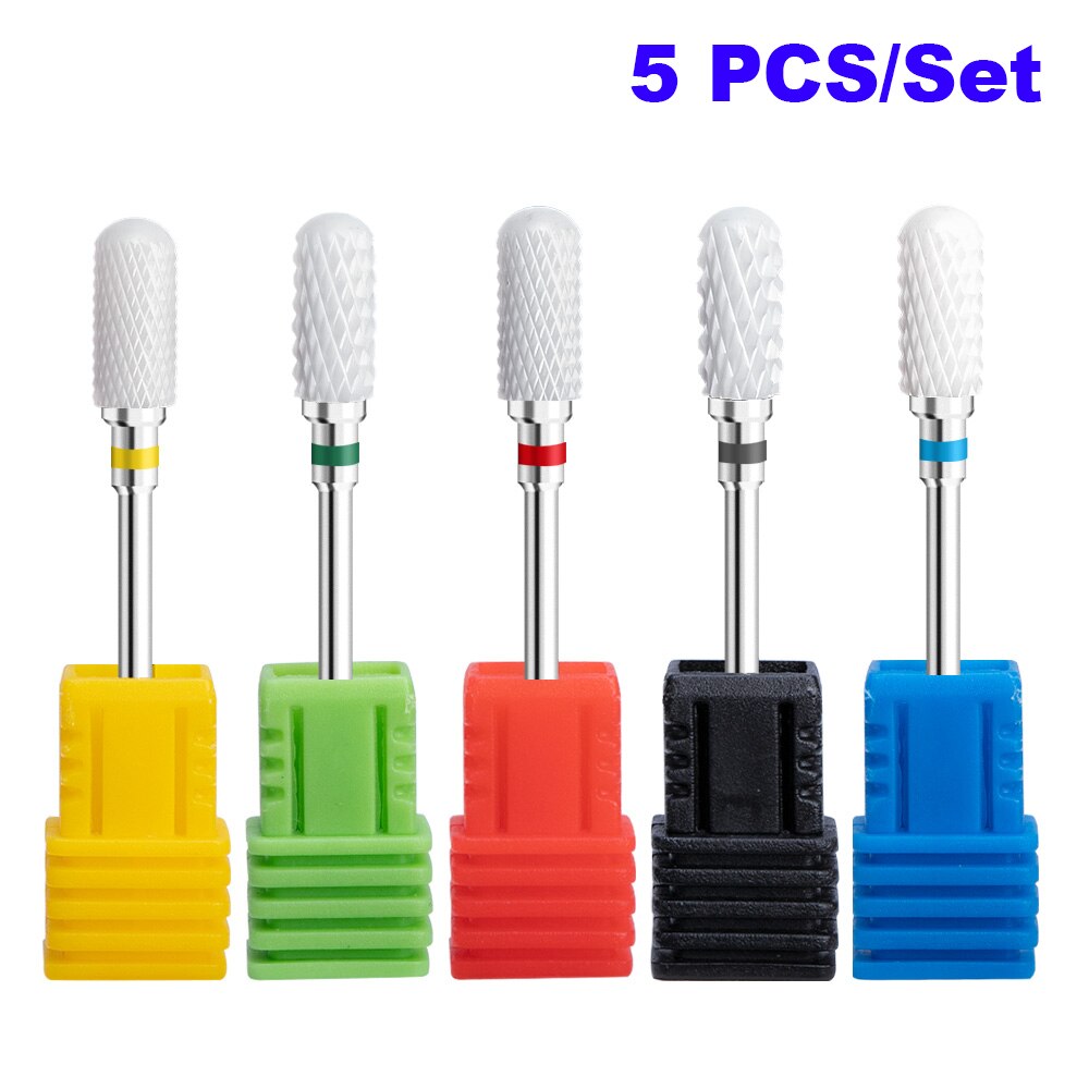 Juego de brocas de cerámica para uñas, Kit de taladro eléctrico de manicura para fresadora, limas de uñas, accesorios de equipo de arte de uñas, 5 uds.: SET 6