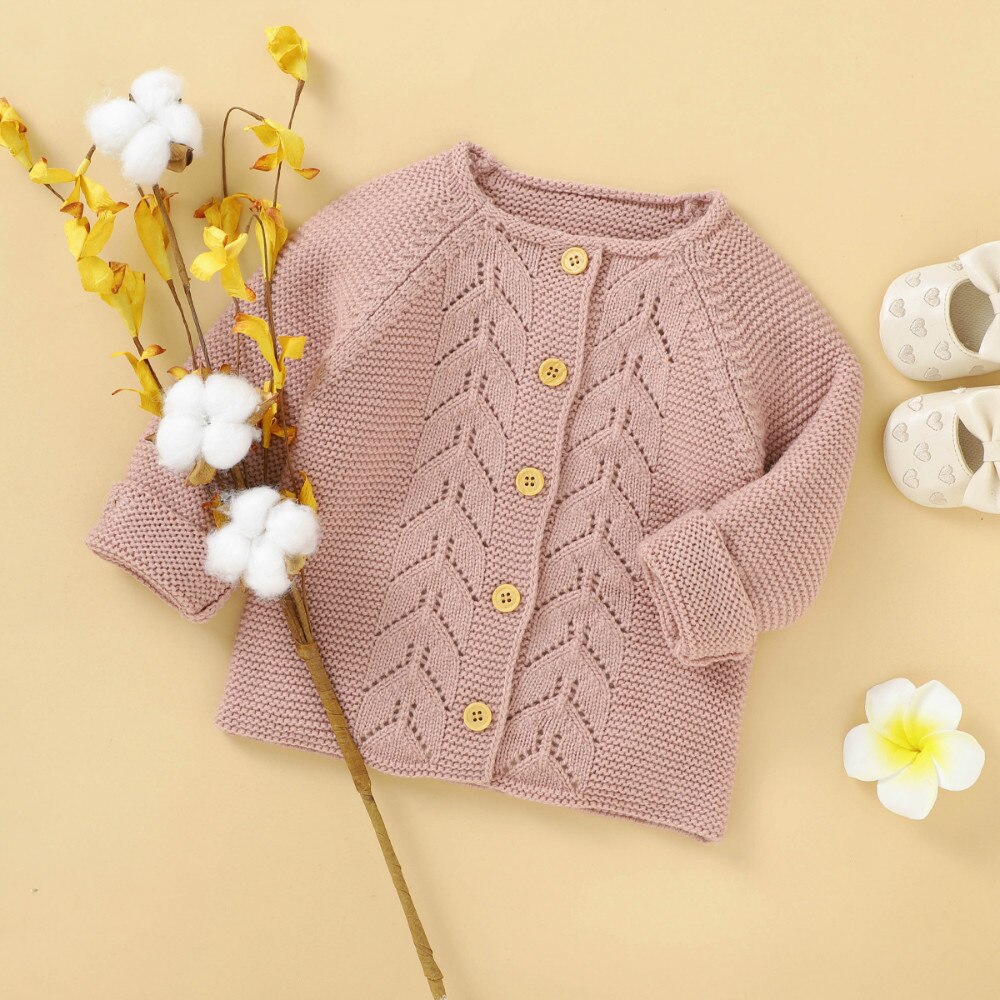 Babymeisjes gebreide trui met verlaagde schouders, lange mouwen, ronde hals, rechte borsten, vesten, jas, top, lente, herfst, zacht