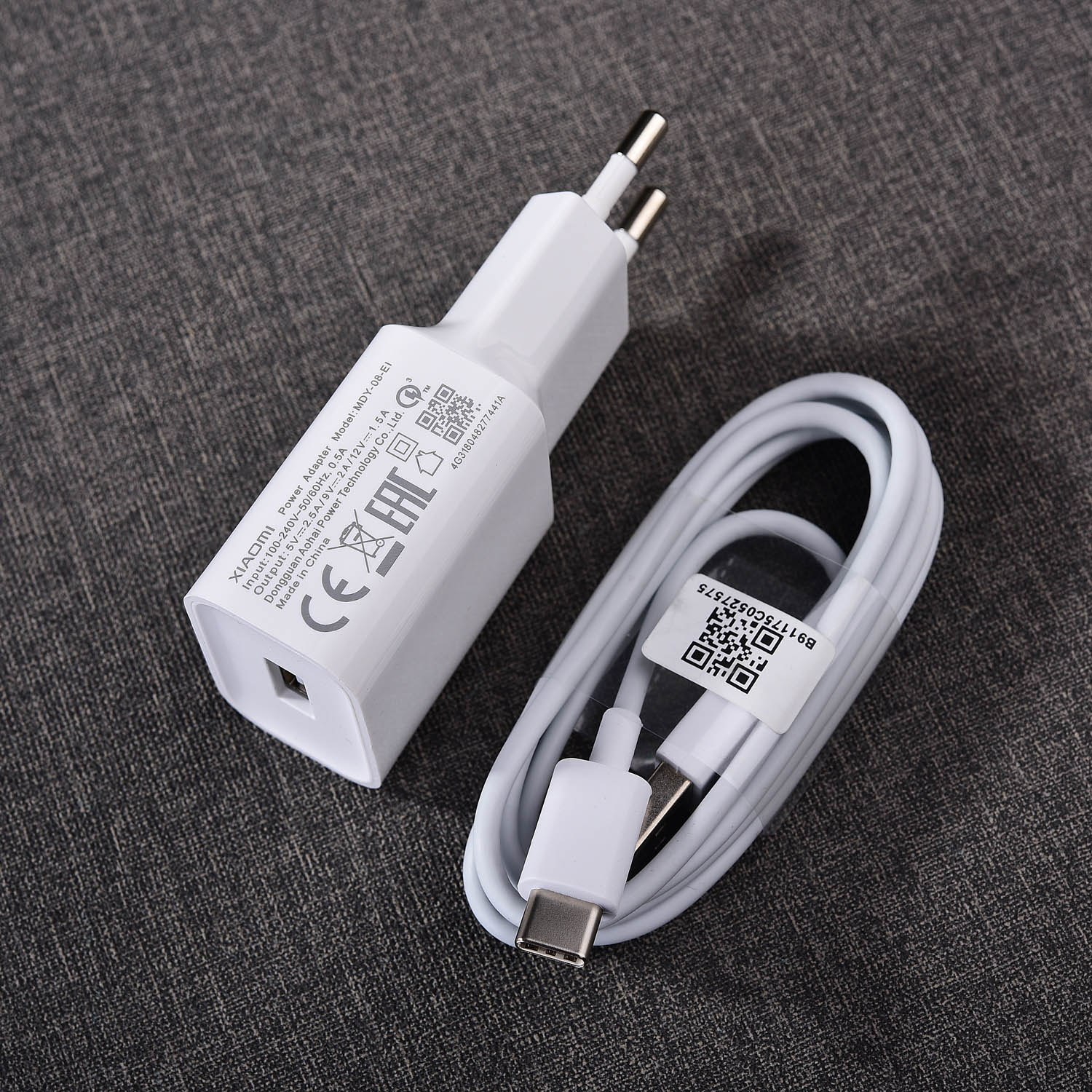 Originele Xiao Mi Fast Charger 18W Usb Quick Adapter 100 Cm TYPE-C Kabel Voor Mi 6 8 9 10 rode Mi Note 7 8 Pro A2 A3 Lite F1 MDY-08-EI: White Set