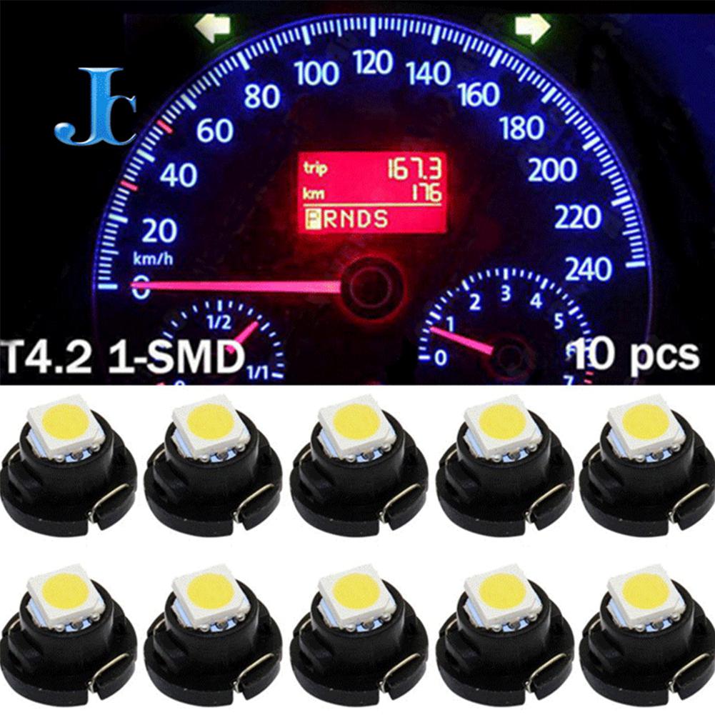 Adeeing 10 stk  t4.2 5050 smd 12v led pære bil instrument dashbord meter panel lys lamper hvit blå rød gul grønn