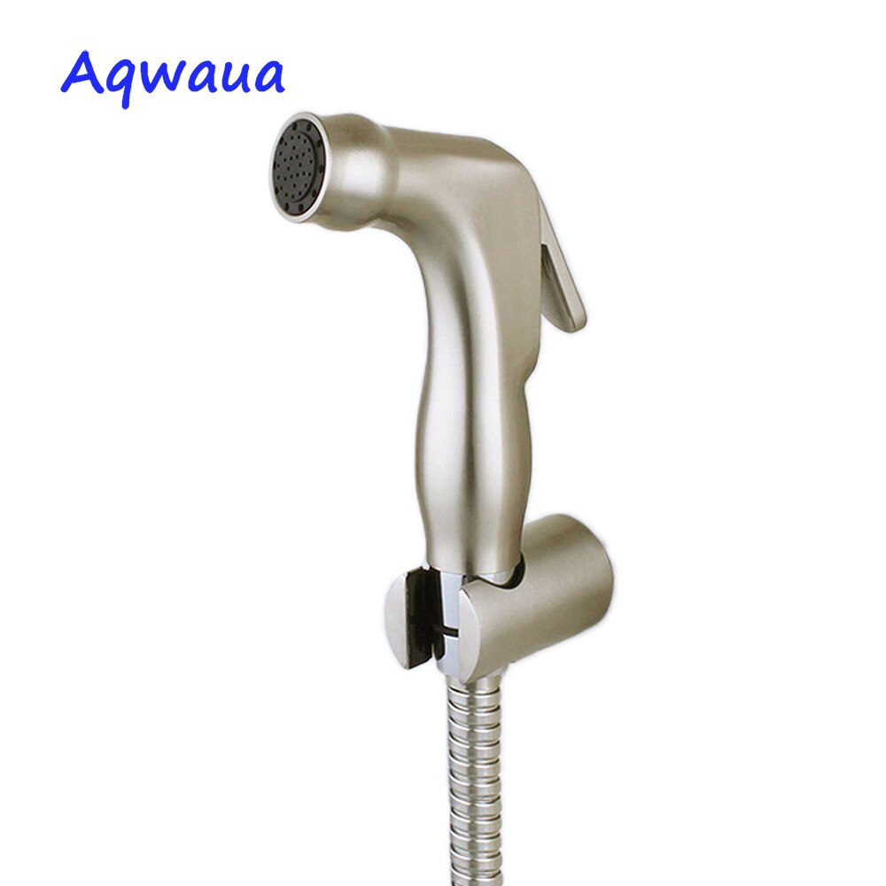 Aqwaua toalett bidé handspruta borstat nickel duschmunstycke shattaf hygienisk avstängning spraytillbehör för badrum