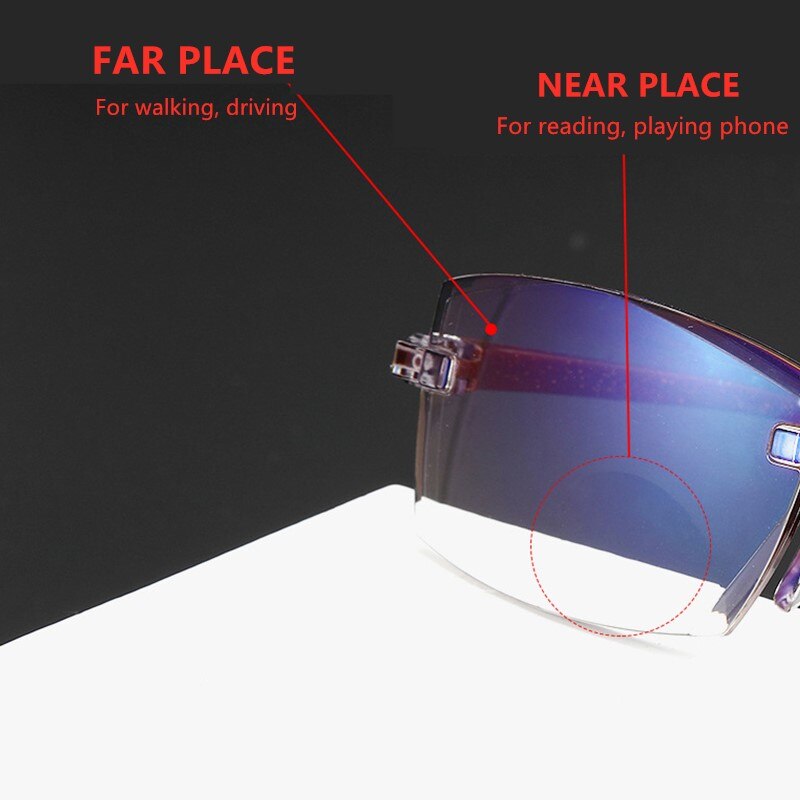Bifocal Farsighted Anti Blue Light Reading Eyeglasses Magnification Eyewear Presbyopic Glasses Diopter Dimond Cutting+1.0To+4.0