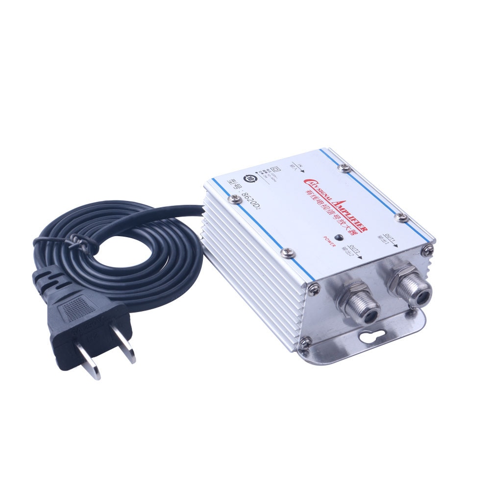 AC 220V 2 Way CATV Cable TV Signal Amplifier Antenna Signal Amplifier Splitter 220V 45-860MHz Home Tv CATV Booster