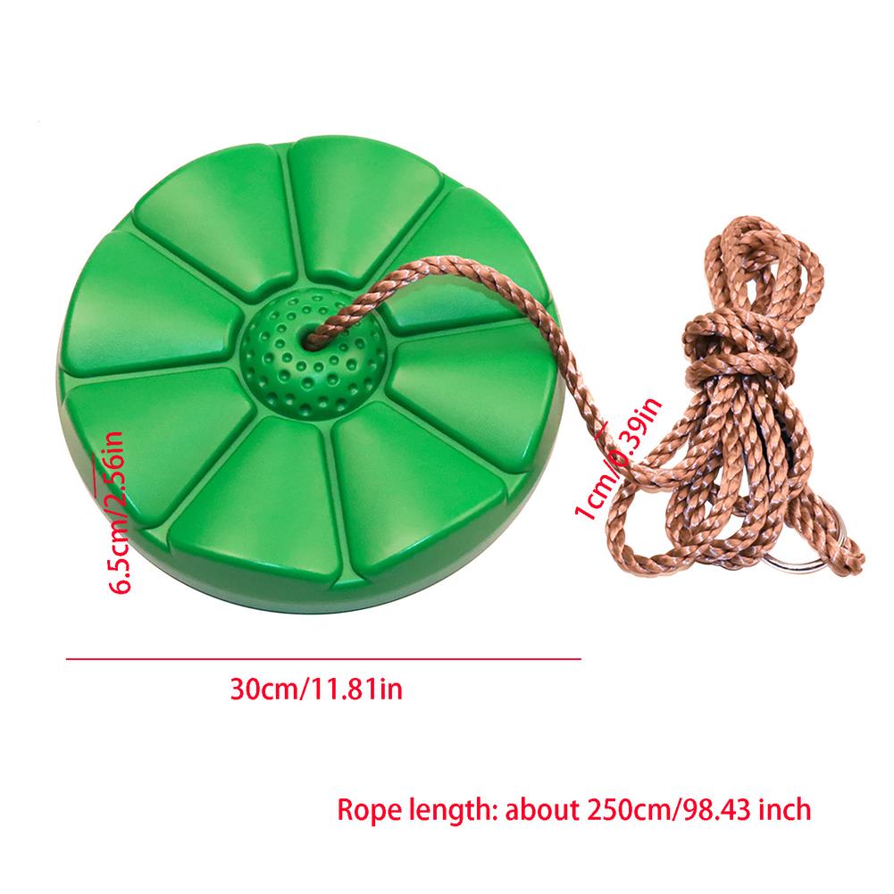 Boom Disc Swing Ronde Zetel Schommel Voor Kinderen Met Verstelbare Touw Karabijnhaak Groen Lotusblad Bloemblaadjes Vorm Outdoor Indoor Klimmen S