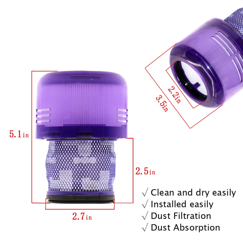 Washable Big Hepa Filter Unit For Dyson V11 Sv14 Cyclone Animal Absolute Total Clean Cordless Vacuum Cleaner, Replace Filter