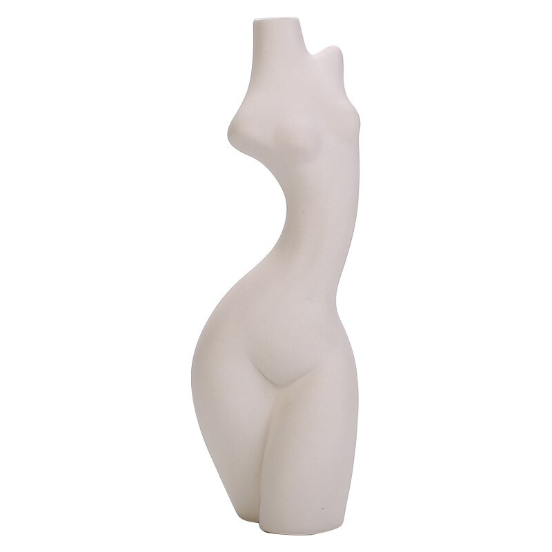 Vase en céramique pour femme, modèle de corps abstrait, décoration de salon, Pots de fleurs, Vases blancs décoratifs, accessoires de décoration pour la maison,