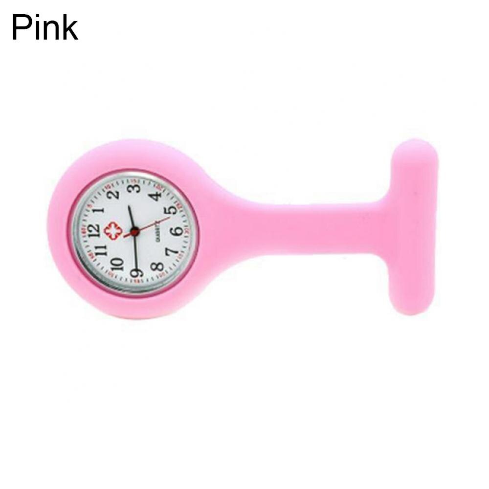 Solid Color Silicone Nurse Watch Brooch Fob Pocket Tunic Quartz Movement Watch Decor Accessory: Roze