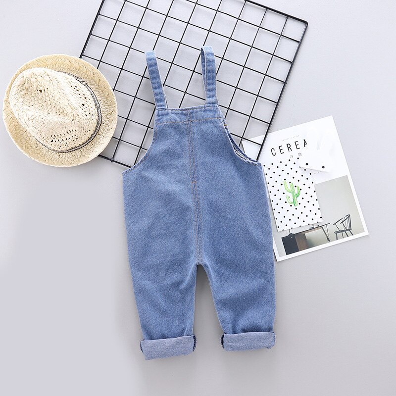 Baby drengetøj efterår børn overalls børn bukser bomuld solid mønster denim bukser forårsbukser