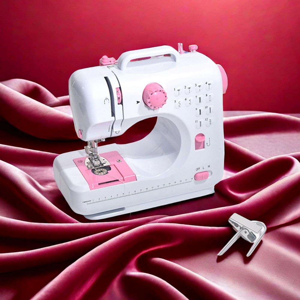 Elektrische mini-nähmaschine mit 12- stichen, tragbar und handlich für zuhause und unterwegs, inklusive nadel und faden (nähset separat erhältlich)