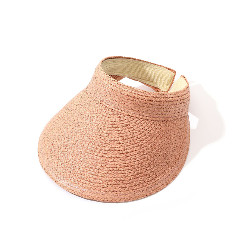 2022 New Sun hat Wide Brim Solid Color Women Empty Top Hat Spring Summer Outdoor Headband Straw Hat Beach Cap Anti-UV