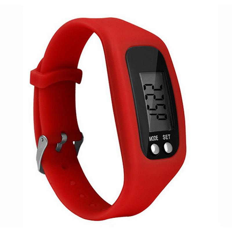 Battery Multifunction 10 Colors Digital LCD Pedometer Run Step Calorie Walking Cycling Distance Counter: Red