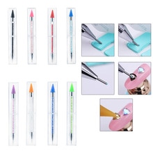 1pc nail art dotting pennen met twee uiteinden, strass-steentjes, siliconen potlood, kristallen kralen, nagels, tips, decoratie, manicure tool