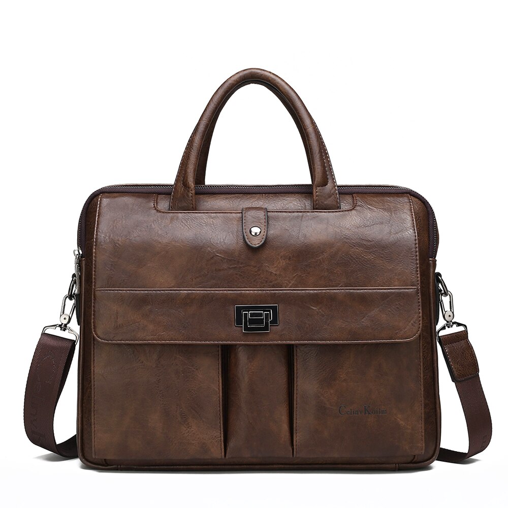 Celinv koilm mand dokumentmappe stor størrelse laptop tasker forretningsrejser håndtaske kontor forretning mandlige taske til  a4 filer tote taske: Ck6681-4- brune