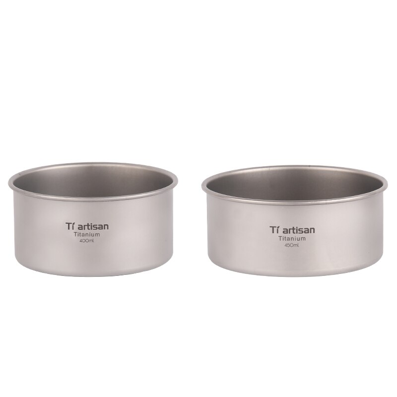 Tiartisan Pure titanium Bowl Camping Bowl Pan Pot Tableware Cookware 400ml or 450ml