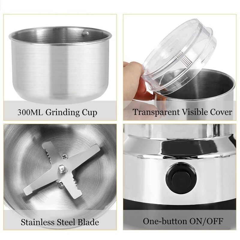 Multifunction Smash Machine Electric Grain Mill Grinder Household Stainless Steel Seasonings Coffee Grinder US Plug