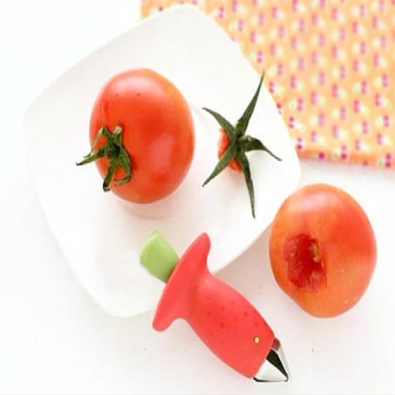 Køkkenservice værktøj pp plast rustfrit stål klinge jordbærskaller tomatstilke udkerner jordbærkniv stilk
