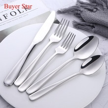 5 Pcs/Set 304 Stainless Steel Flatware Set Knife Fork Spoon High Grade Dinnerware Party Cutlery Set Dining Appliance