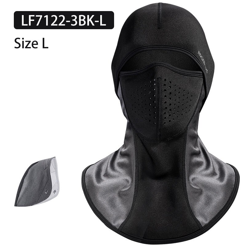 ROCKBROS-Mascarilla de Esquí Térmica, Capucha Protectora para la Cara de Vellón, Bufanda de Forro Polar para Hacer Deporte al Aire Libre, Accesorio de Snowboard Cortaviento, Pasamontañas para Ir en Bicicleta: LF71223BKL