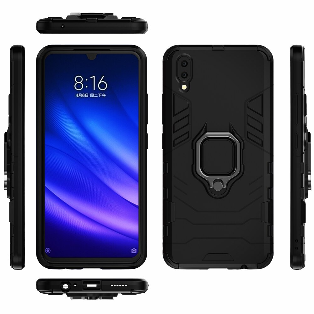 Coque antichoc avec anneau de support en Silicone et PC pour Vivo V11, étui pour V11, V11i, V 11, 11i, VivoV11, VivoV11i, 1806, 1804: VIVO V11 / Black