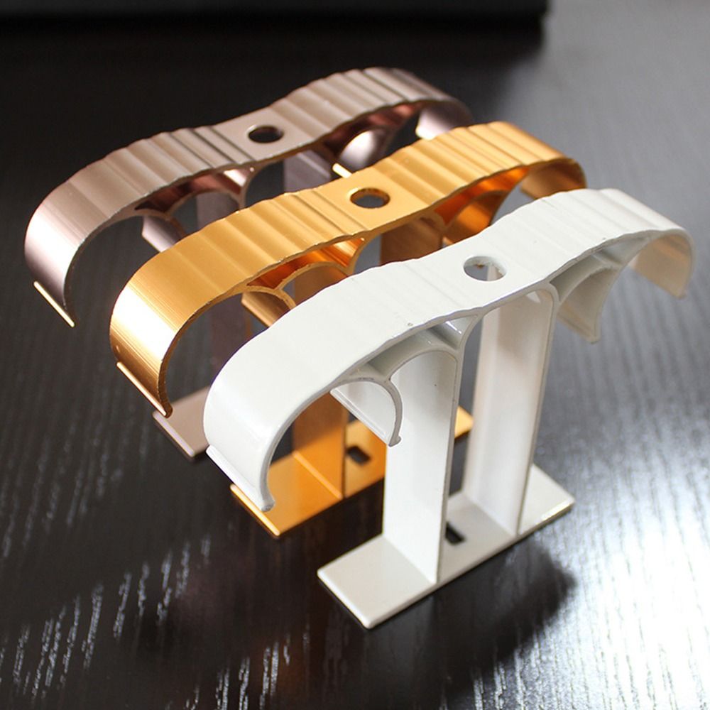 1Pcs Aluminum Alloy Rod Support Clamp Single Double Hang Curtain Rod Bracket Fixing Clip Furniture Hardware Crossbar Hanger Hook