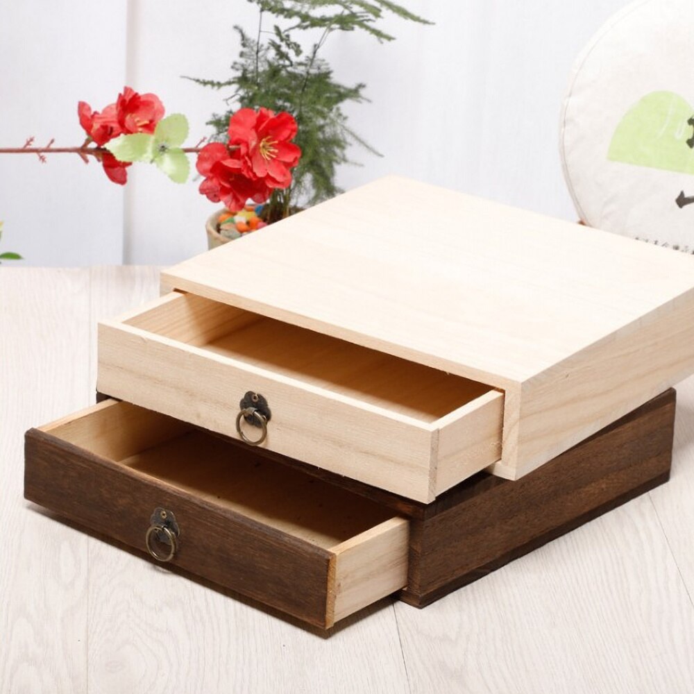 1 Set of High Grade Tea Box Vintage Tea Drawer Pu'er Tea Box Wooden Tea Box