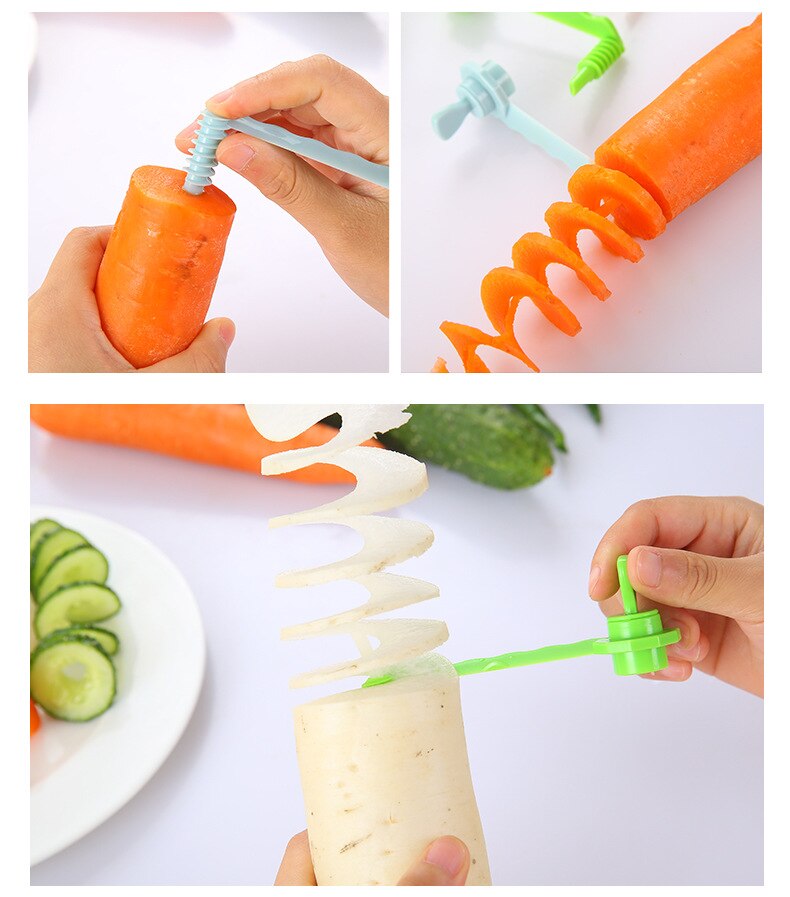 Spiralizer gulrotpotet spiralsnitter manuell grønnsaksskjærer kjøkkenverktøy tilbehør hjemmegjenstander spiralsnittkutter