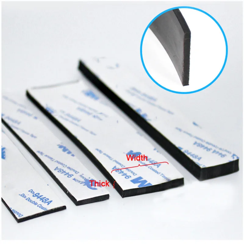 Tira de goma de silicona autoadhesiva, almohadilla de junta antideslizante, tira de sellado de amortiguador L30/100cm de espesor 0,5/1/2/3mm
