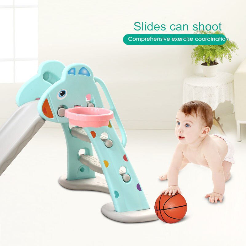 Baby Indoor Glijbaan Met Basketbal Frame Kinderen Multifunctionele Vouwen Opslag Kleine Glijbaan Indoor Home Speeltuin Speelgoed Glijbaan