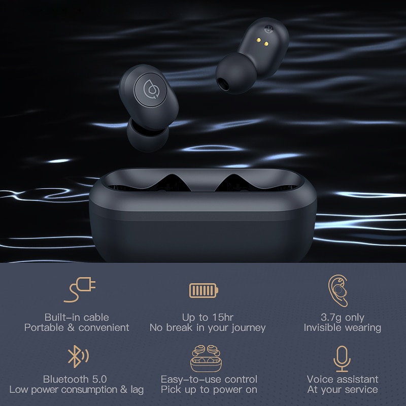 Haylou  gt2hd stereo bluetooth øretelefoner automatisk parring mini tws trådløse øretelefoner touch control gaming headset
