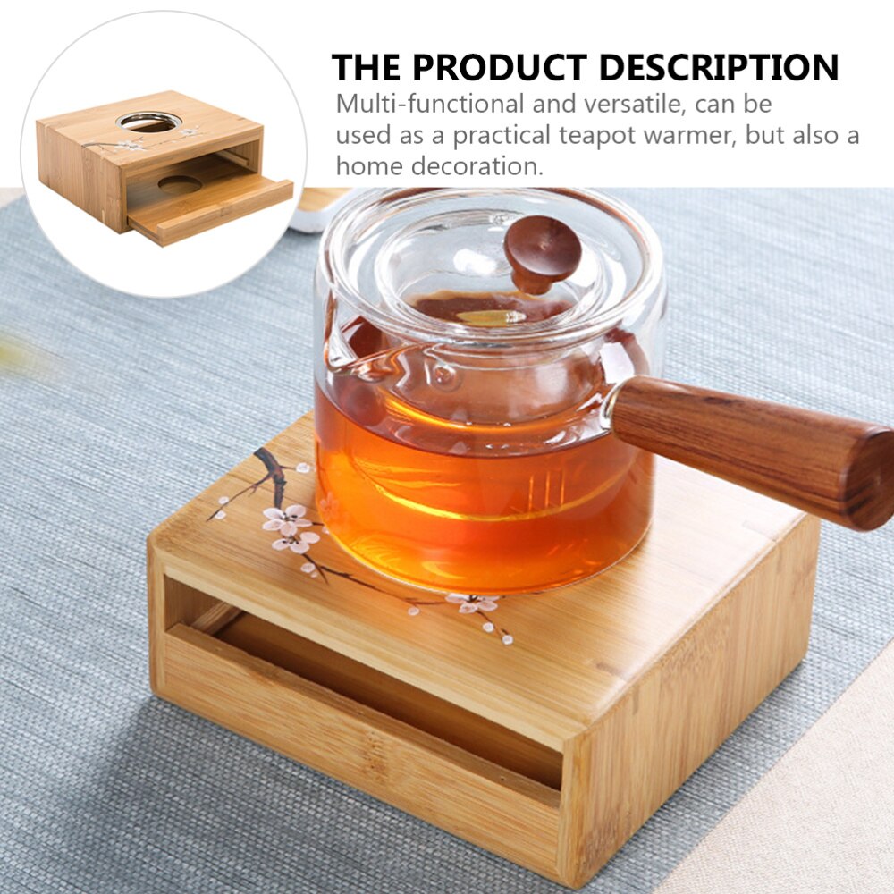 Bamboe Theepot Warmer Praktische Theepot Kachel Thee Verwarmde Basis (Kaars)