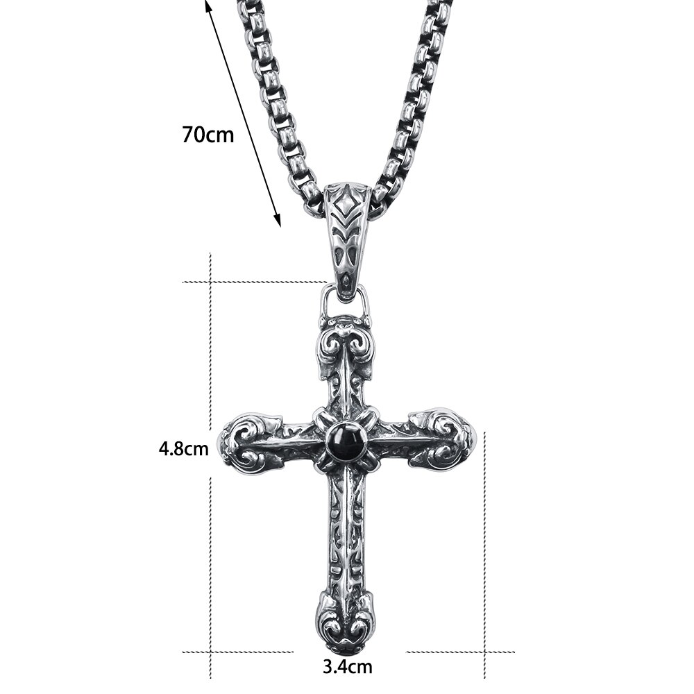 ZS – collier avec pendentif croix Punk pour hommes, en acier inoxydable, bijoux gothiques, Rock Roll, 316L: C
