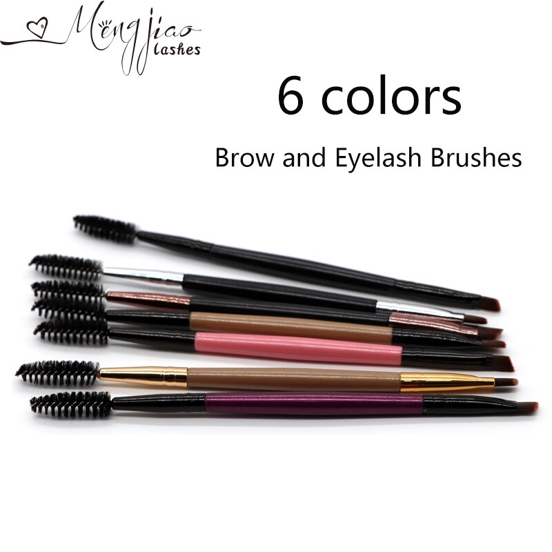 6 colores cepillo brocha doble para cejas + pestañas cepillos peine belleza para cejas pestañas brocha maquillaje de los cepillos para las mujeres