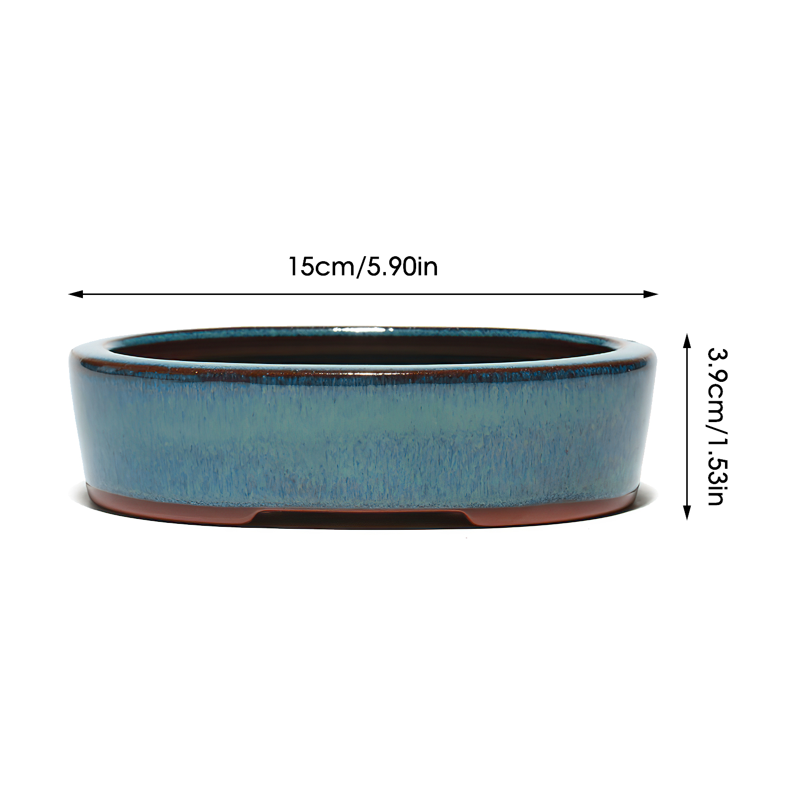 Pot de fleur succulente en céramique, Pots de bonsaï en poterie de Style chinois avec trou de vidange, pierre de grès violette pour décoration de bureau et de maison: vert clair