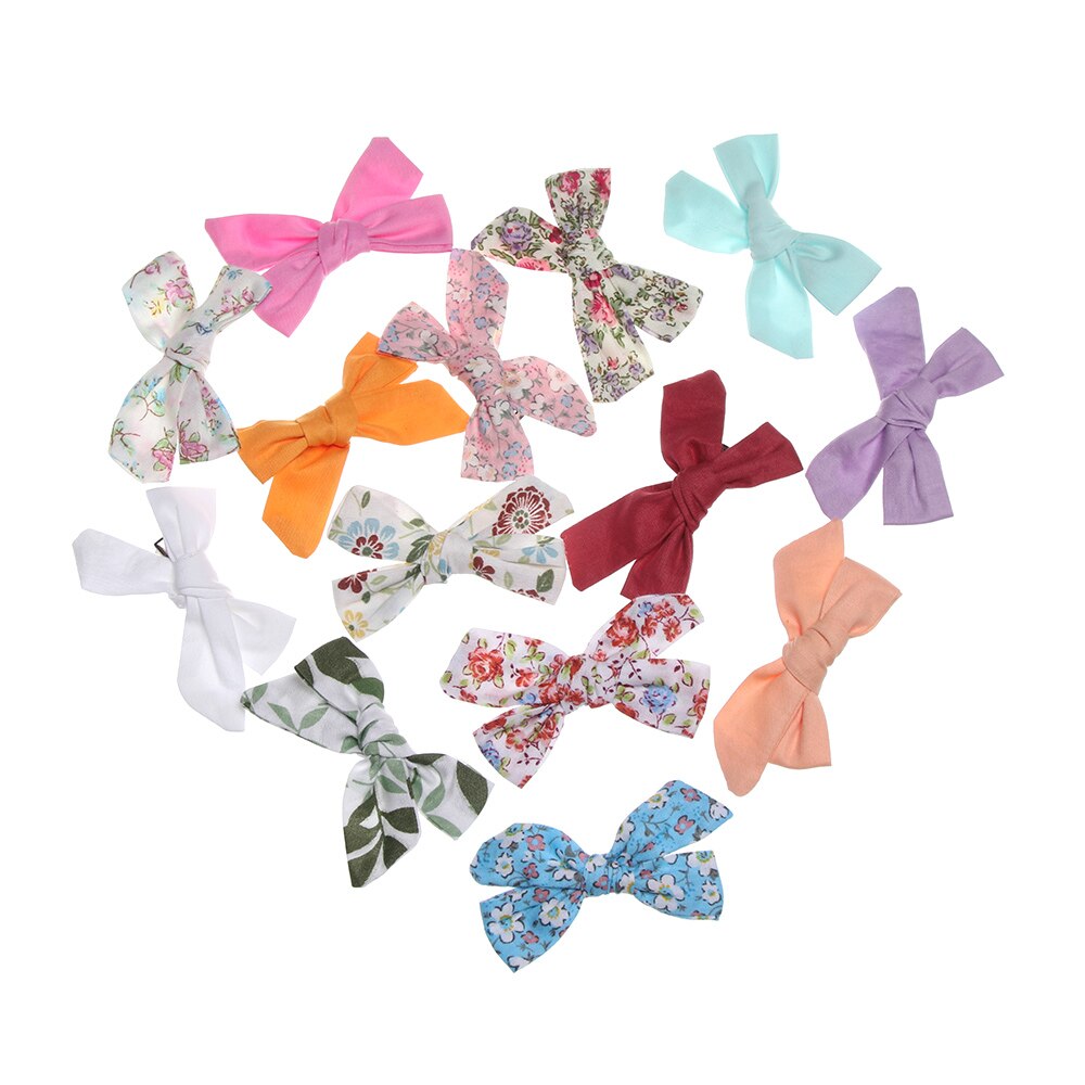 2Pcs Baby Meisjes Afdrukken Bloem Bohemien Mode Boog Bb Hair Clips Kinderen Leuke Katoenen Haarspelden Metalen Baret Haar Accessoires