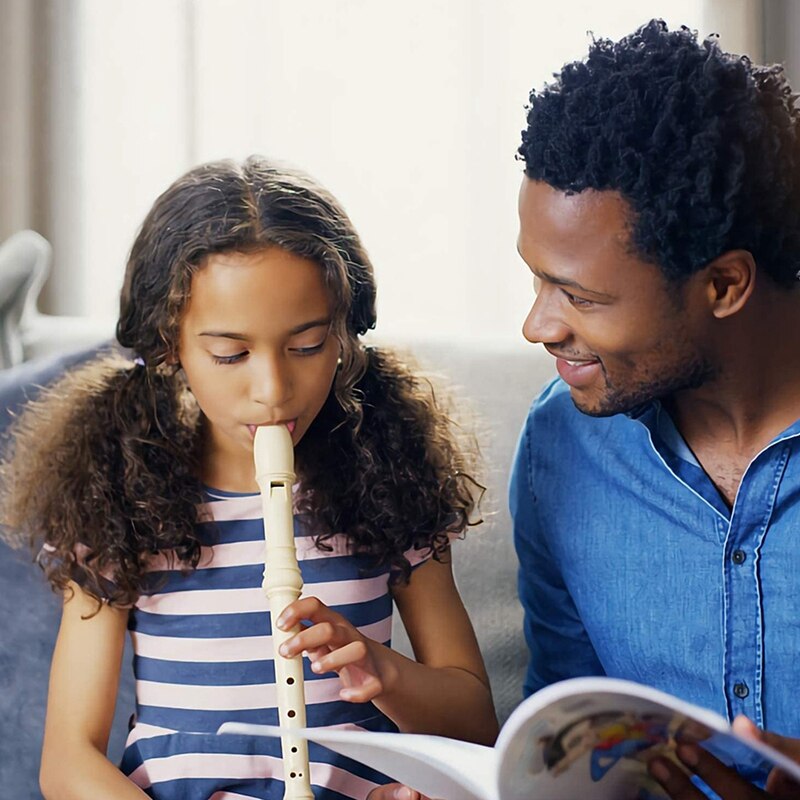 4 Pack 8 Hole Plastic Flute with Cleaning Rod and Instruction, German Style