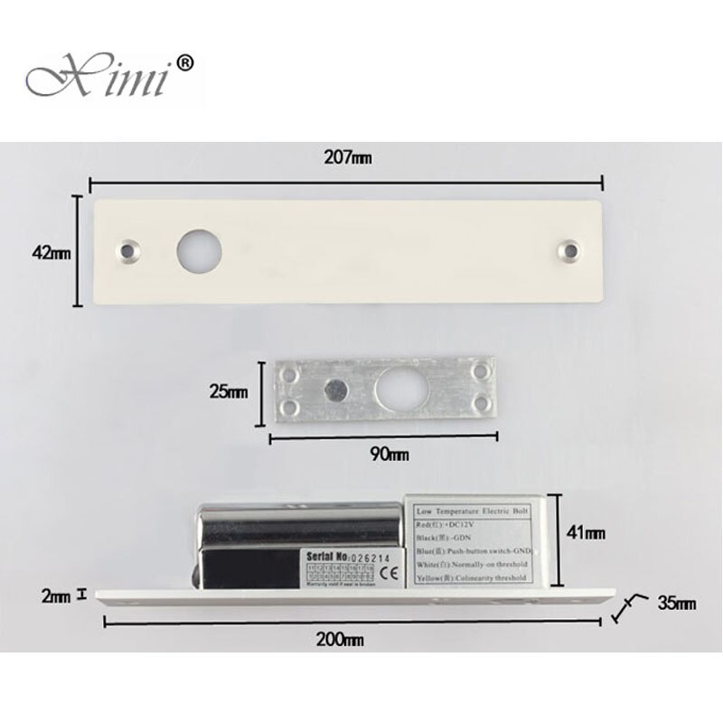 Low Temperature Electric Lock Access Control Bolt Lock With Time Delay 2 Lines NC Fail Safe Type Electronic Lock DC 12V