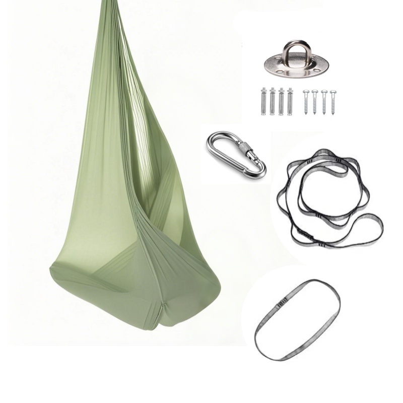 1.5*2.8m elastiska gunghängmattor för inomhus och utomhus (inklusive fästdetaljer) elastisk gunga hängande justerbar luftyoga vuxen helande hängmatta gungställning, hängmatta i elastiskt tyg. omfamna gungan, häng upp gunghängmattan, perfekt för yoga,