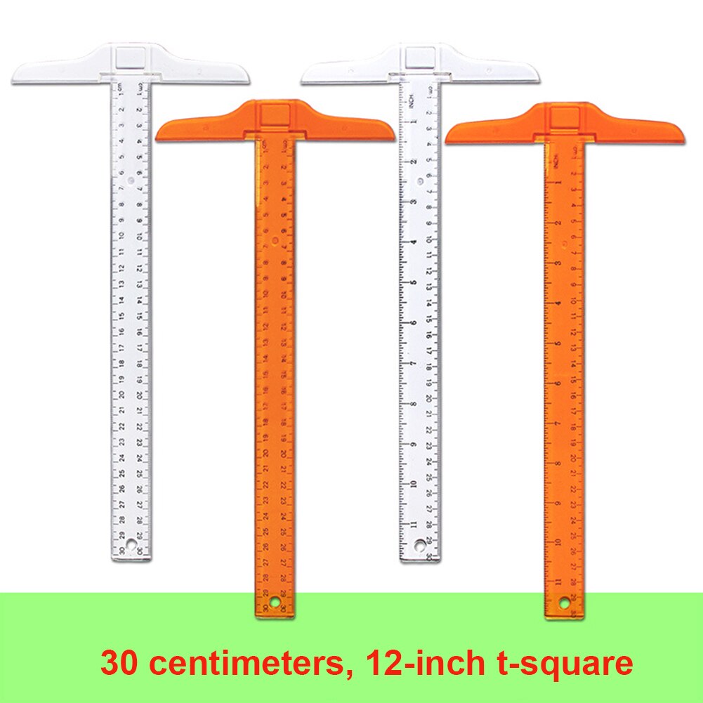 12 Inch 30 cm Junior T-Square Plastic Transparent T-Ruler for Drafting and General Layout Work Drafting Supplies Measuring