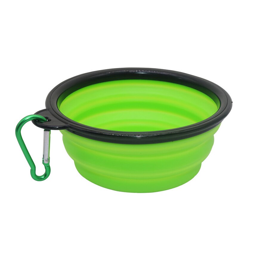 Sällskapsdjur mjuk hund skål 1pc vikbar silikon reseskål för hund bärbar hopfällbar fällbar hund skål för sällskapsdjur kattmat vatten matning: Grön