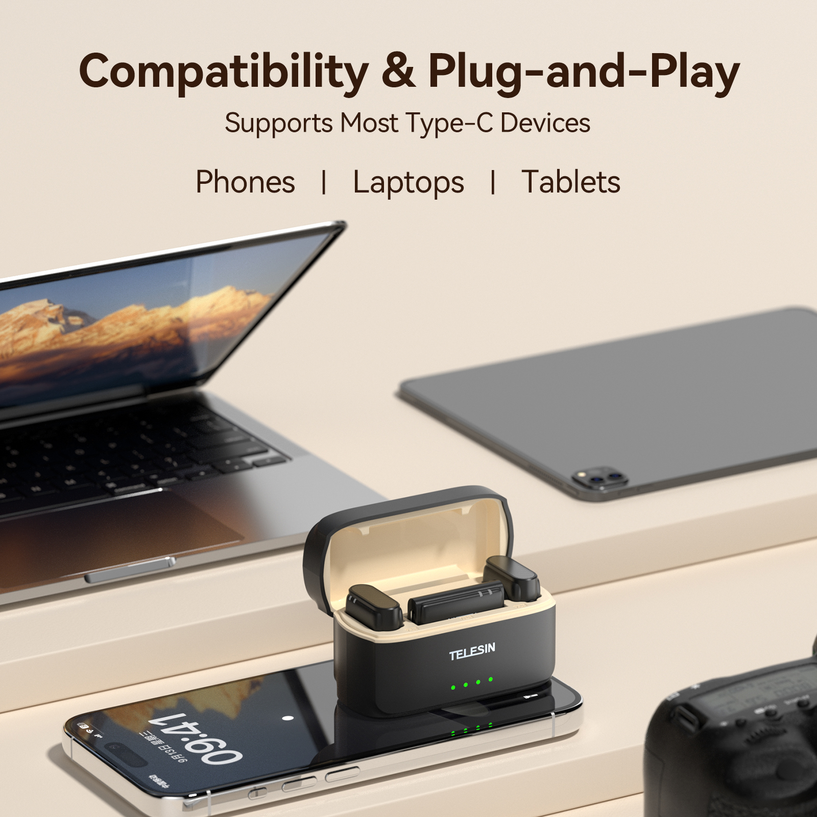 TELESIN Wireless Lavalier Button Microphone 200M Audio Video Live Voice Record Universal Noise reduction Portable Mic For Phone