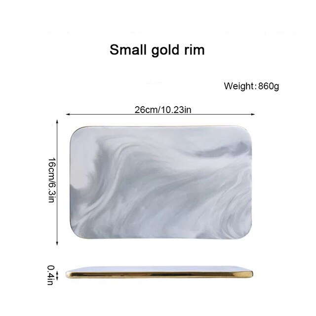 10/12inch Ceramic Marble Dinner Plate for Bread Pizza Chopping Board For Fruit Cutting Flat Rectangle Tray Steak Dish Tableware: C