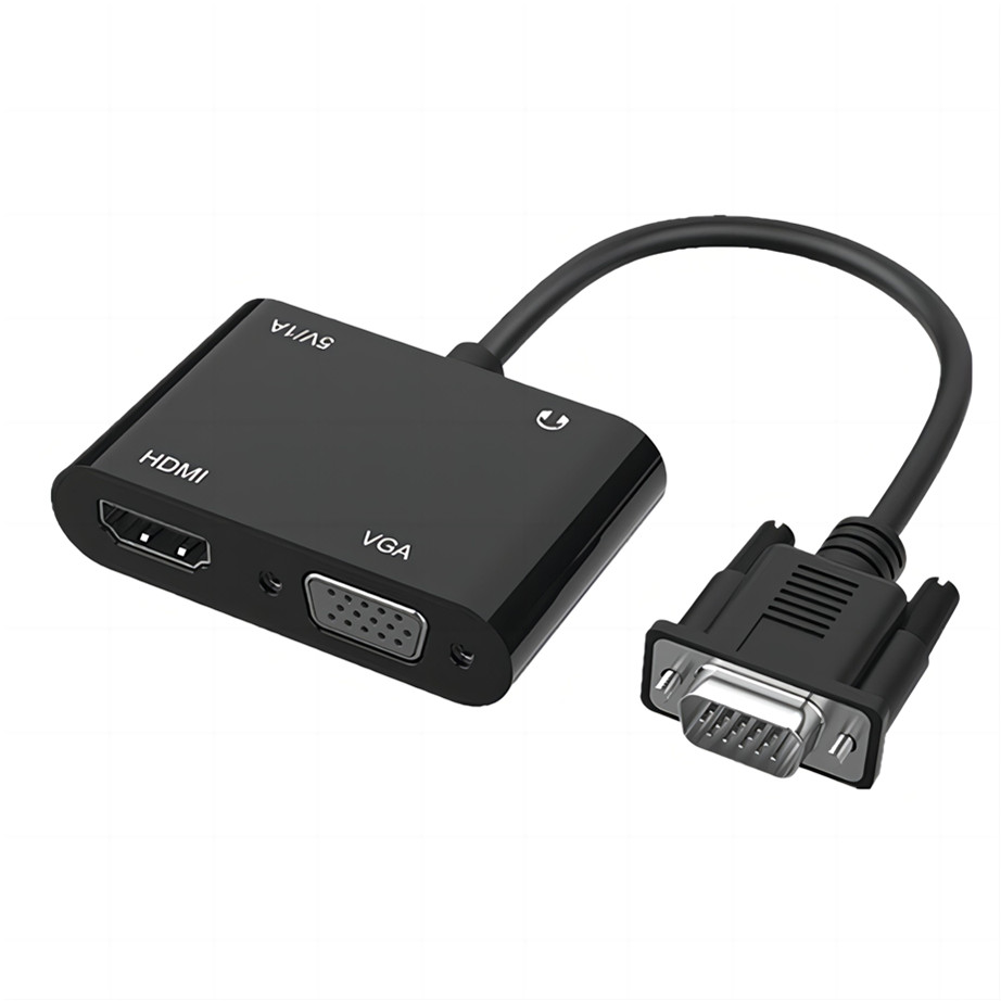 VGA to VGA+HDMI-compatible Adapter Splitter With 3.5Mm Video Audio Converter Support Dual Display For PC Projector TV Multi-Port: Default Title