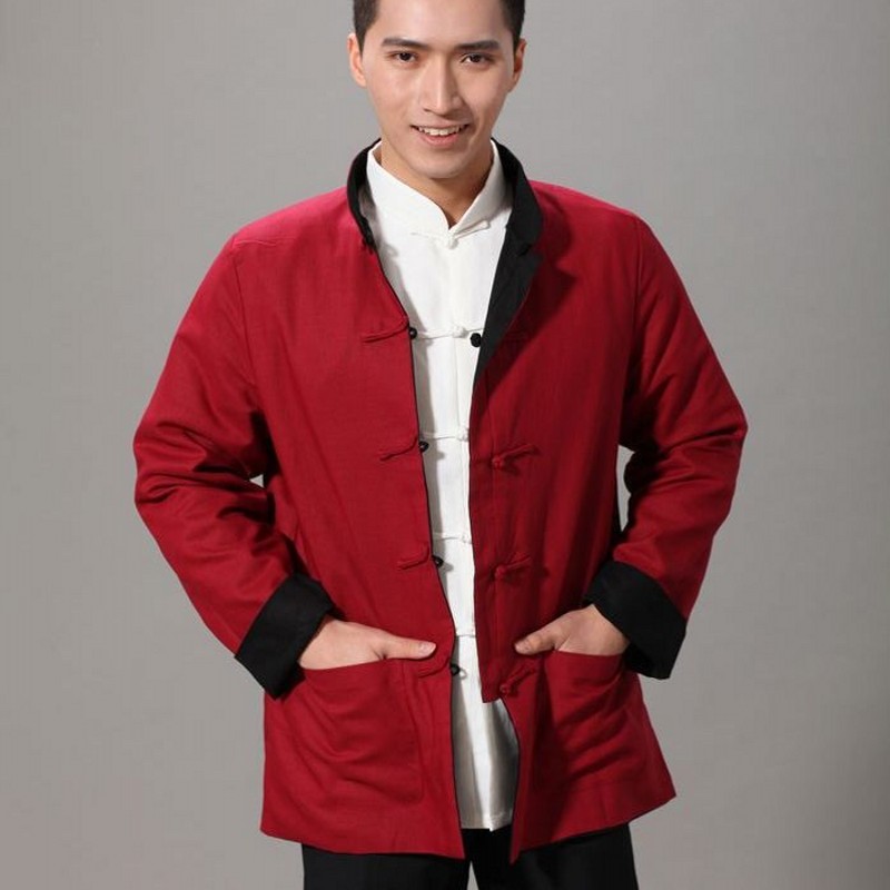 Folk herre bomull lin kampsport kinesisk kung fu reversible klær tai chi uniform mannlige wushu trening sportsklær chaqueta