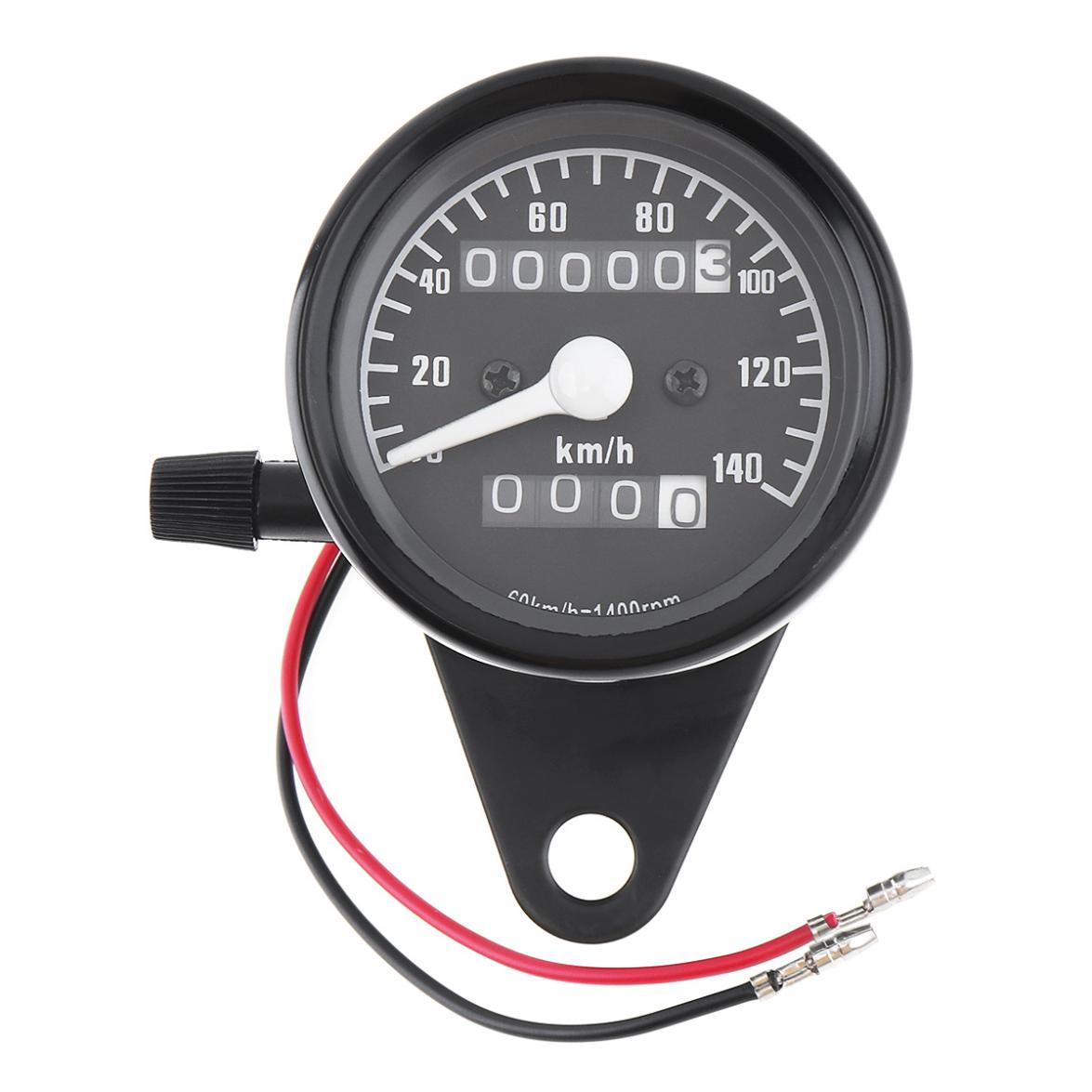 12V Universal Metal Retro Yellow Light Motorcycle Double Mileage Kilometers Speedometer