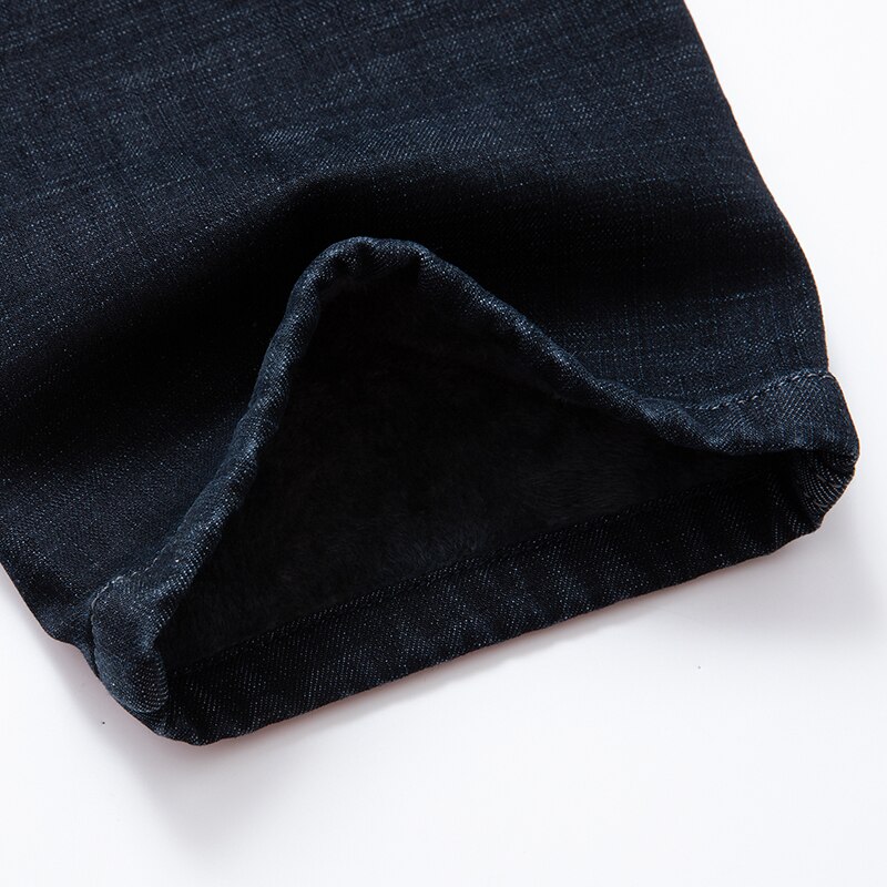 Pantalones vaqueros cálidos para hombre, pantalón grueso de lana de talla grande, 46 48 50 52, pantalones vaqueros holgados de corte recto de negocios,
