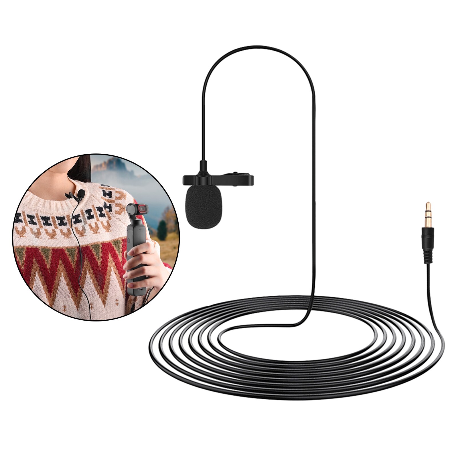 Clip On Lapel Microphone Mic 3.5mm for DJI Pocket2 Video Recording Interview