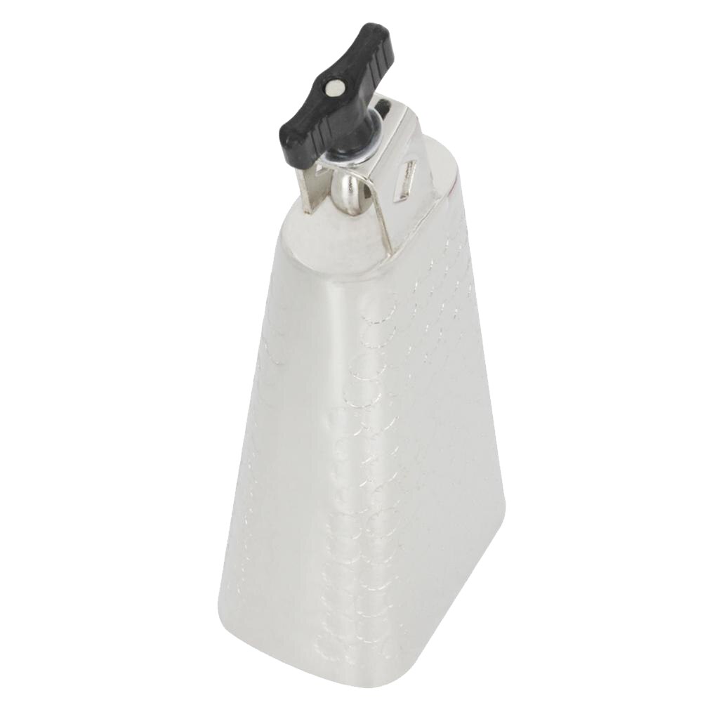 Cascabel de Metal plateado para baquetas, Kit de percusión con tornillo, martillo de plástico para timbre, 6 pulgadas
